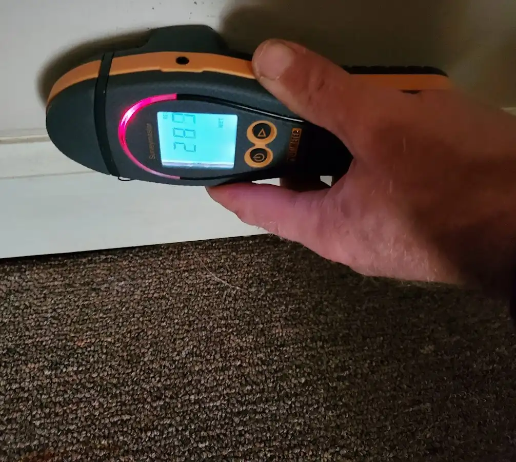 Moisture detection at baseboard during Sewage Cleanup & Sanitation in Bensalem